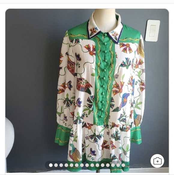 Colorful Bird  Dress/top with Green Accents - Picture 16 of 16